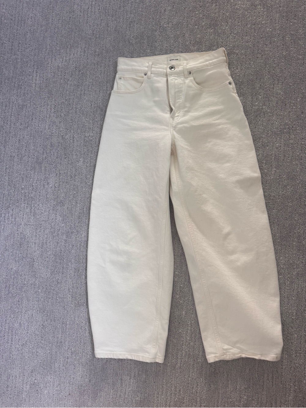 Everlane Cream Wide Leg Ankle Jeans - Off-White
